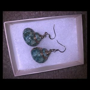 Blue seashell earrings